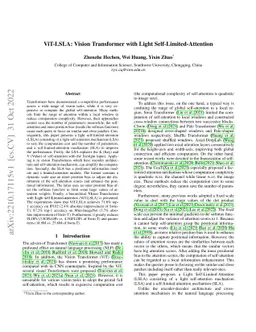 ViT-LSLA: Vision Transformer with Light Self-Limited-Attention