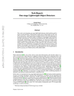 Tech Report: One-stage Lightweight Object Detectors