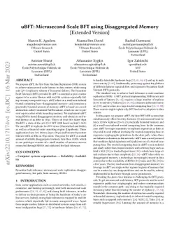 uBFT: Microsecond-scale BFT using Disaggregated Memory [Extended
  Version]