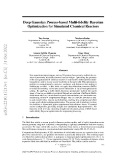 Deep Gaussian Process-based Multi-fidelity Bayesian Optimization for
  Simulated Chemical Reactors