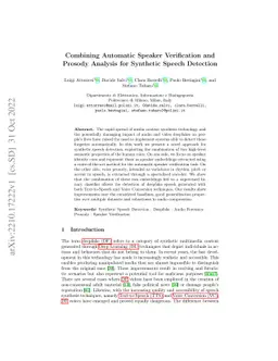 Combining Automatic Speaker Verification and Prosody Analysis for
  Synthetic Speech Detection