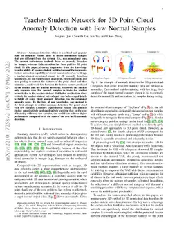 Teacher-Student Network for 3D Point Cloud Anomaly Detection with Few
  Normal Samples