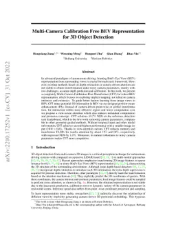 Multi-Camera Calibration Free BEV Representation for 3D Object Detection