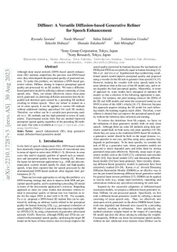 Diffiner: A Versatile Diffusion-based Generative Refiner for Speech
  Enhancement