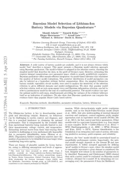 Bayesian Model Selection of Lithium-Ion Battery Models via Bayesian
  Quadrature