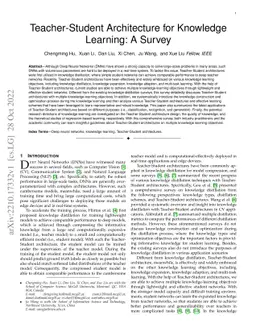 Teacher-Student Architecture for Knowledge Learning: A Survey