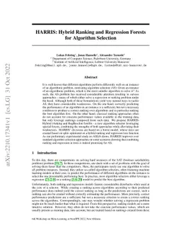HARRIS: Hybrid Ranking and Regression Forests for Algorithm Selection