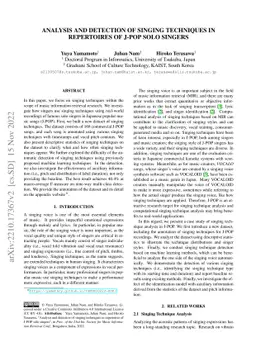Analysis and Detection of Singing Techniques in Repertoires of J-POP
  Solo Singers