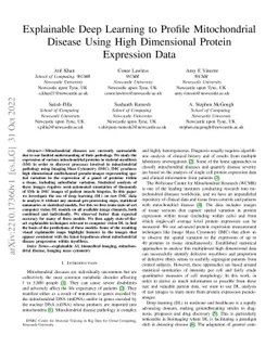 Explainable Deep Learning to Profile Mitochondrial Disease Using High
  Dimensional Protein Expression Data