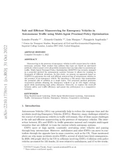 Safe and Efficient Manoeuvring for Emergency Vehicles in Autonomous
  Traffic using Multi-Agent Proximal Policy Optimisation