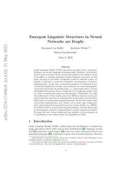 Emergent Linguistic Structures in Neural Networks are Fragile