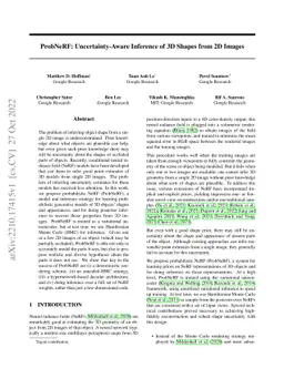 ProbNeRF: Uncertainty-Aware Inference of 3D Shapes from 2D Images