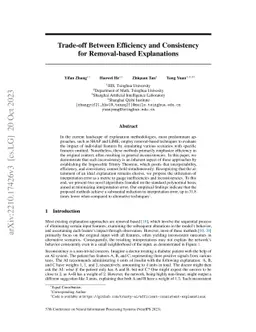 Trade-off Between Efficiency and Consistency for Removal-based
  Explanations