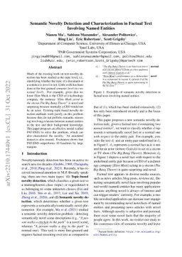 Semantic Novelty Detection and Characterization in Factual Text
  Involving Named Entities