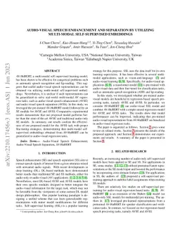 Audio-Visual Speech Enhancement and Separation by Utilizing Multi-Modal
  Self-Supervised Embeddings