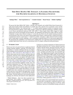 The Open MatSci ML Toolkit: A Flexible Framework for Machine Learning in
  Materials Science