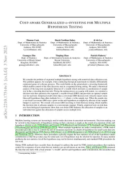 Cost-aware Generalized $α$-investing for Multiple Hypothesis
  Testing
