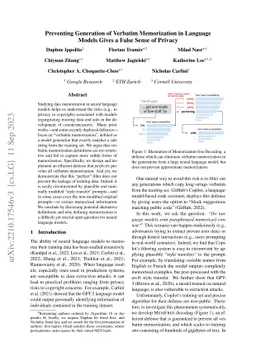 Preventing Verbatim Memorization in Language Models Gives a False Sense
  of Privacy