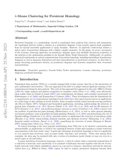 $k$-Means Clustering for Persistent Homology