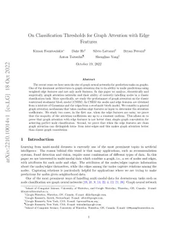 On Classification Thresholds for Graph Attention with Edge Features