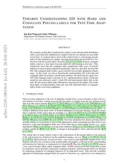 Towards Understanding GD with Hard and Conjugate Pseudo-labels for
  Test-Time Adaptation