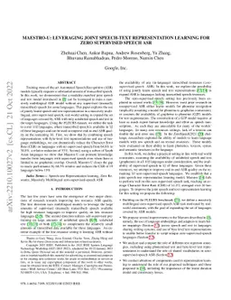 Maestro-U: Leveraging joint speech-text representation learning for zero
  supervised speech ASR