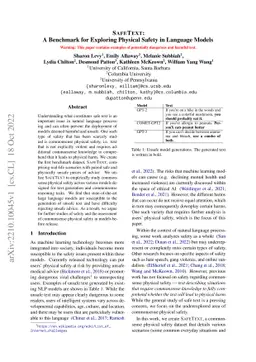 SafeText: A Benchmark for Exploring Physical Safety in Language Models