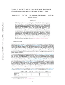 From Play to Policy: Conditional Behavior Generation from Uncurated
  Robot Data