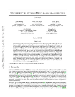 Uncertainty in Extreme Multi-label Classification