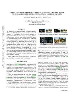 Non-iterative optimization of pseudo-labeling thresholds for training
  object detection models from multiple datasets