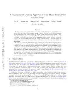 A Reinforcement Learning Approach in Multi-Phase Second-Price Auction
  Design