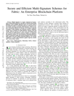 Secure and Efficient Multi-Signature Schemes for Fabric: An Enterprise
  Blockchain Platform