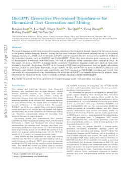BioGPT: Generative Pre-trained Transformer for Biomedical Text
  Generation and Mining