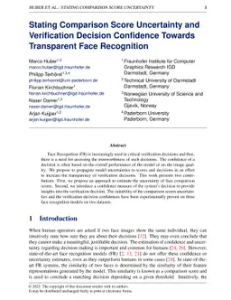 Stating Comparison Score Uncertainty and Verification Decision
  Confidence Towards Transparent Face Recognition