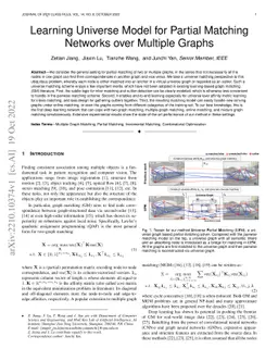 Learning Universe Model for Partial Matching Networks over Multiple
  Graphs