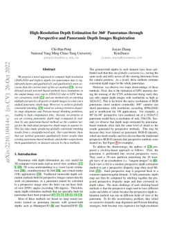 High-Resolution Depth Estimation for 360-degree Panoramas through
  Perspective and Panoramic Depth Images Registration