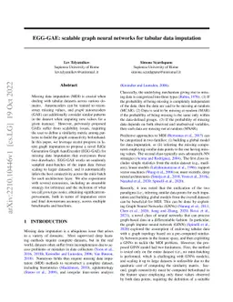 EGG-GAE: scalable graph neural networks for tabular data imputation