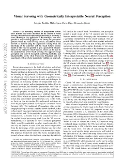 Visual Servoing with Geometrically Interpretable Neural Perception