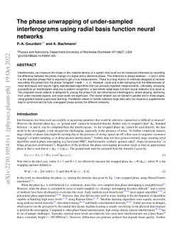 The phase unwrapping of under-sampled interferograms using radial basis
  function neural networks