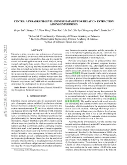 CEntRE: A paragraph-level Chinese dataset for Relation Extraction among
  Enterprises