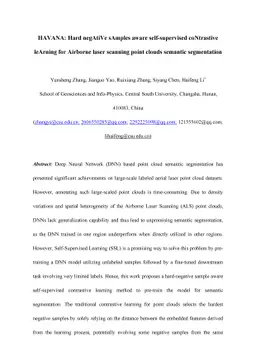HAVANA: Hard negAtiVe sAmples aware self-supervised coNtrastive leArning
  for Airborne laser scanning point clouds semantic segmentation