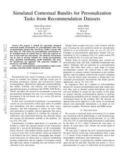 Simulated Contextual Bandits for Personalization Tasks from
  Recommendation Datasets