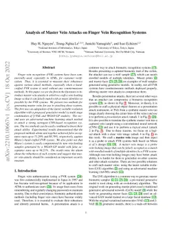 Analysis of Master Vein Attacks on Finger Vein Recognition Systems