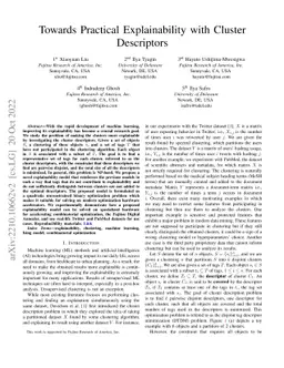 Towards Practical Explainability with Cluster Descriptors