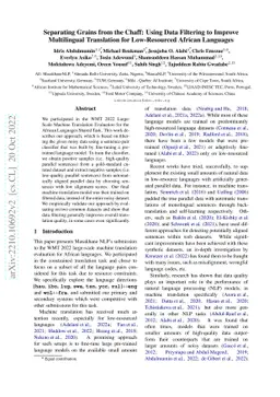 Separating Grains from the Chaff: Using Data Filtering to Improve
  Multilingual Translation for Low-Resourced African Languages