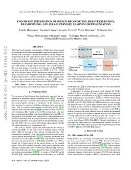 End-to-End Integration of Speech Recognition, Dereverberation,
  Beamforming, and Self-Supervised Learning Representation