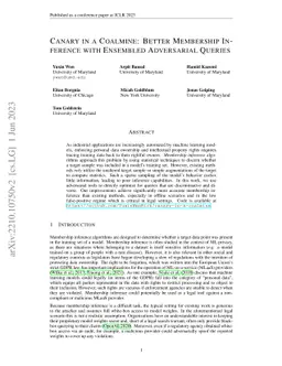 Canary in a Coalmine: Better Membership Inference with Ensembled
  Adversarial Queries