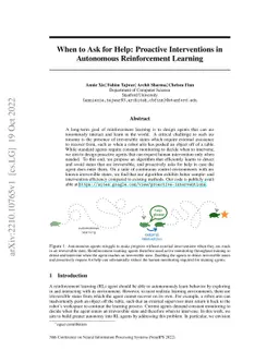When to Ask for Help: Proactive Interventions in Autonomous
  Reinforcement Learning