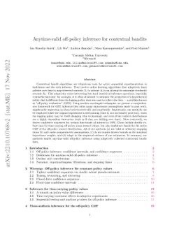 Anytime-valid off-policy inference for contextual bandits