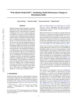 "Why did the Model Fail?": Attributing Model Performance Changes to
  Distribution Shifts